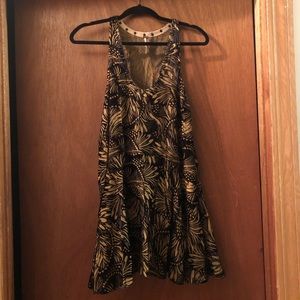 Free People tan and black velour mini dress